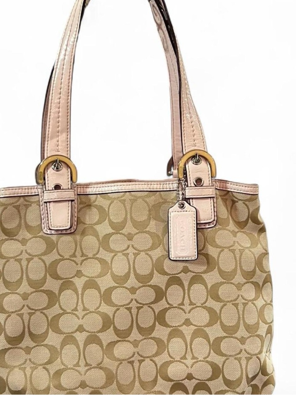 Coach signature with Pale Pink Leather Trim